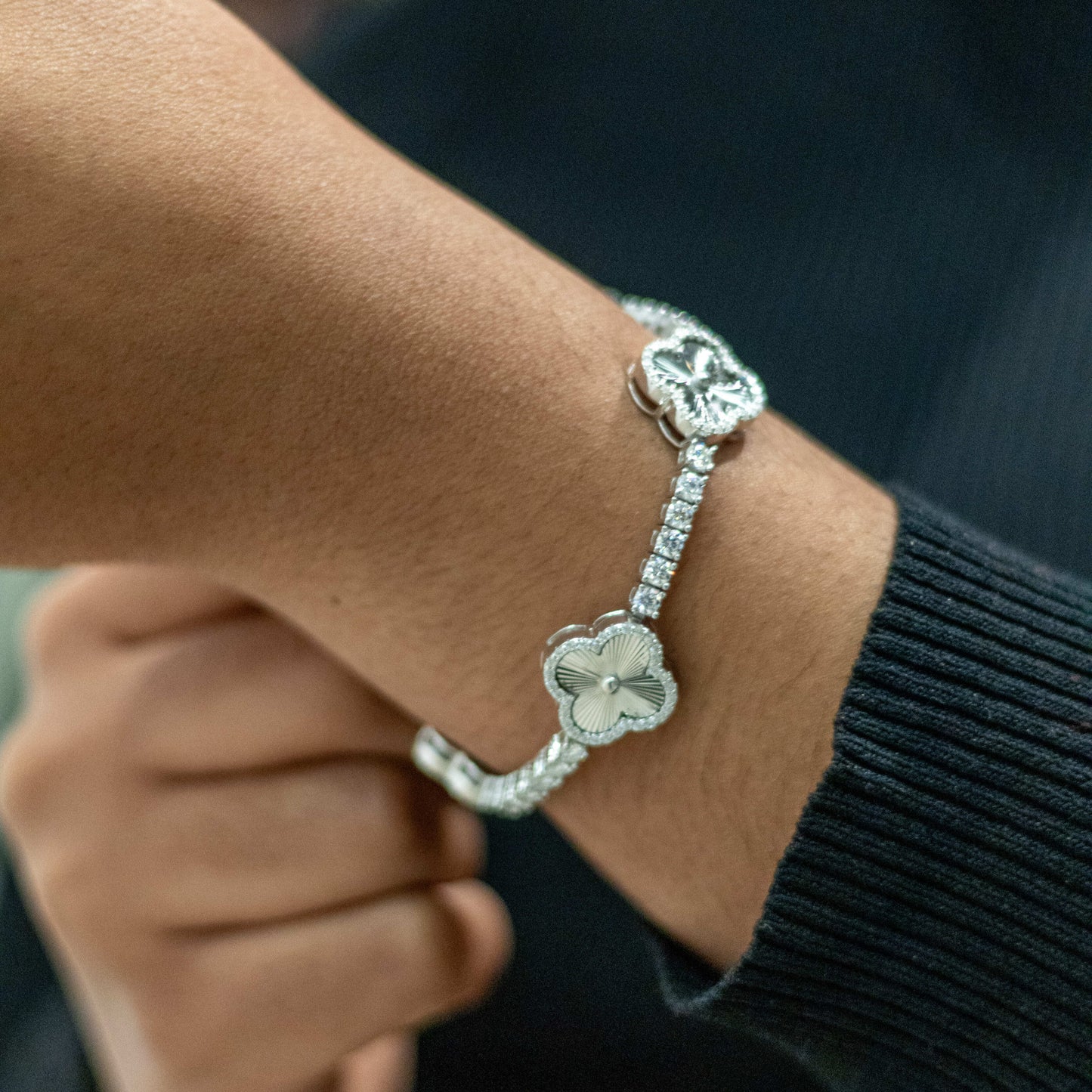 Moissanite Clover Tennis Bracelet