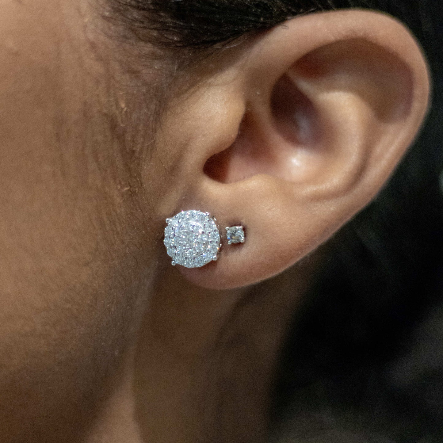 Moissanite Layered Round Earrings