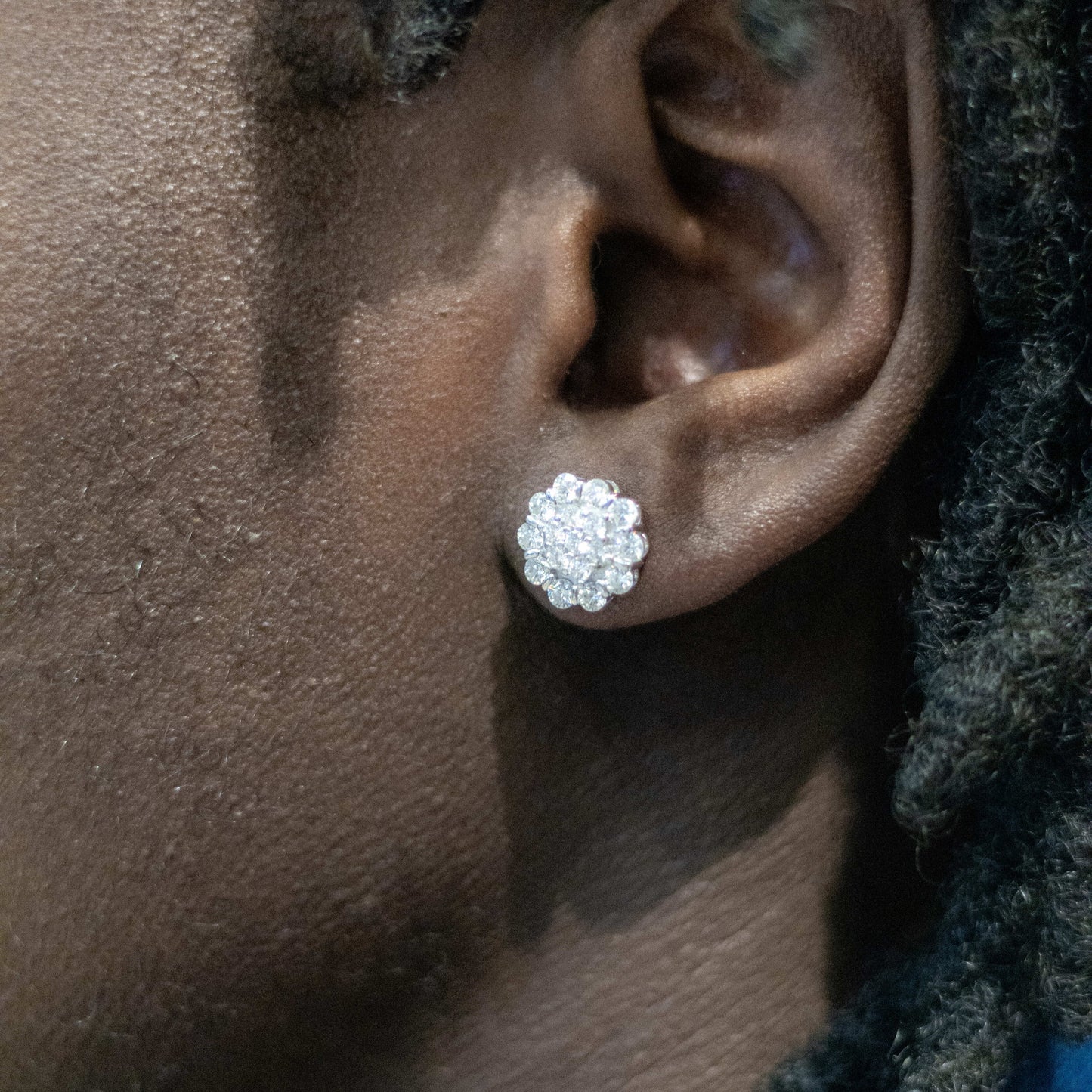 Moissanite Cluster Round Earrings