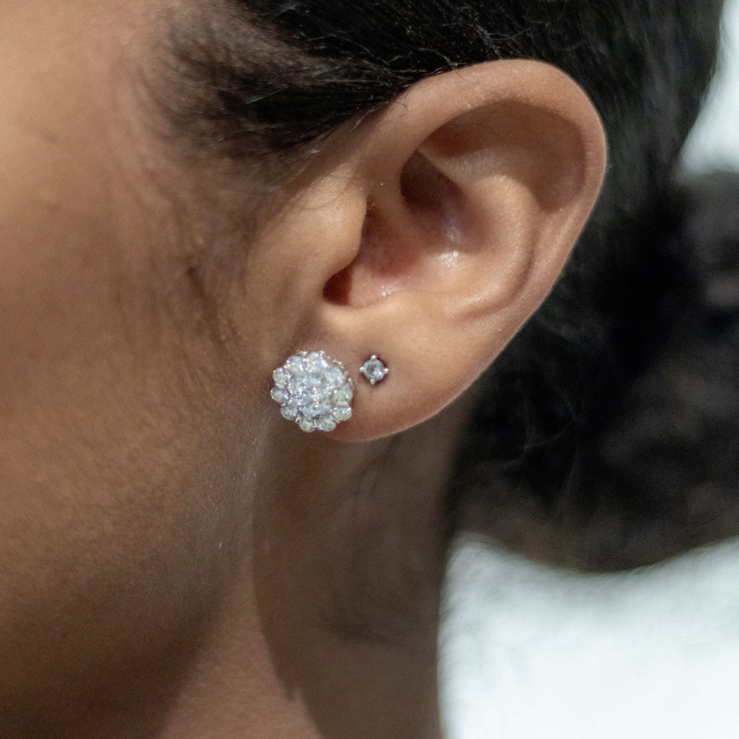 Moissanite Cluster Round Earrings